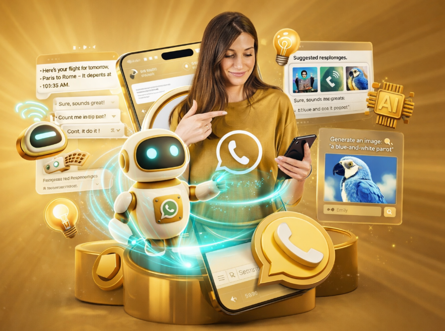 Interface de l'application et messagerie WhatsApp